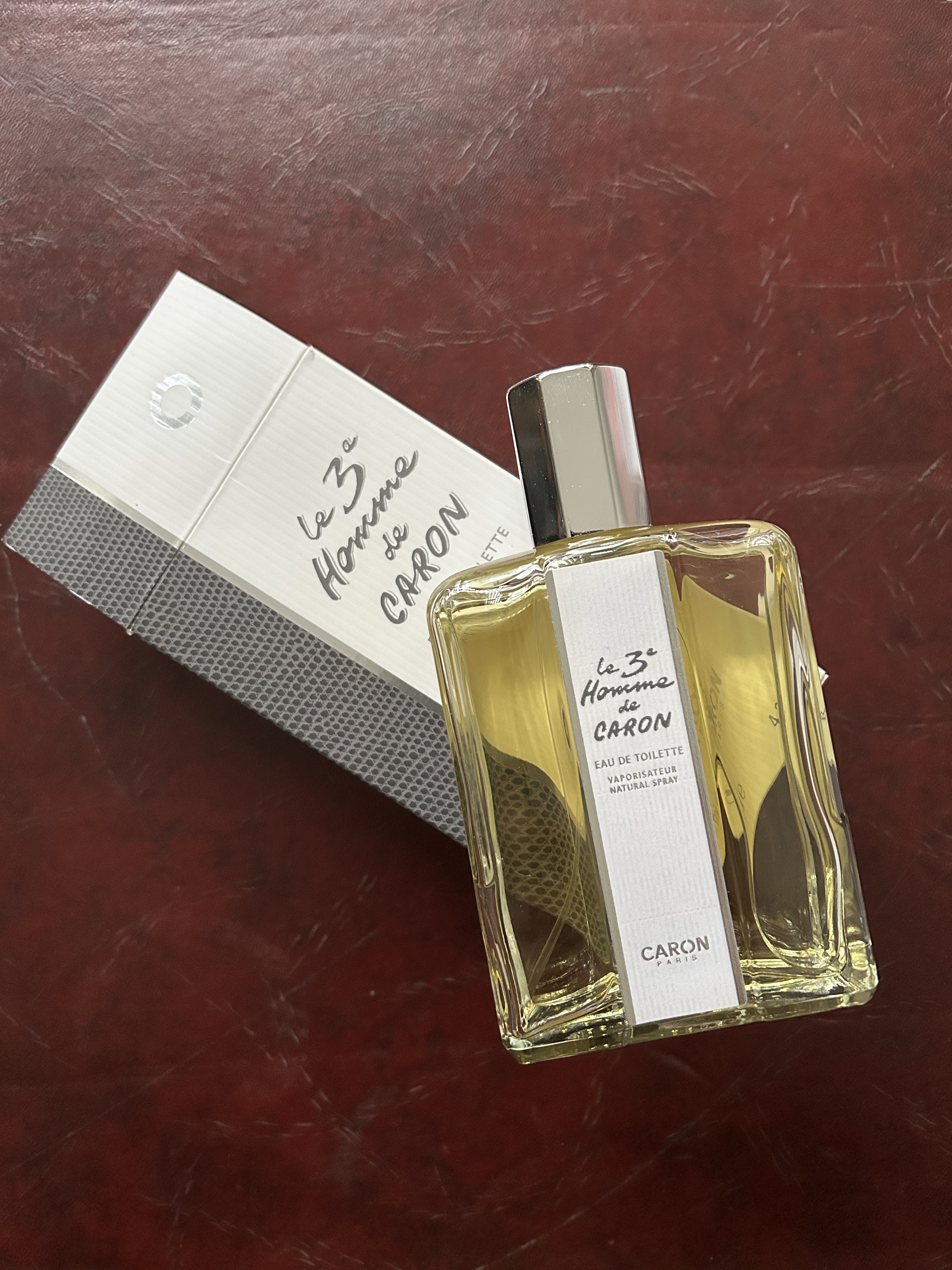 Caron 3eme Homme bottle and packaging.