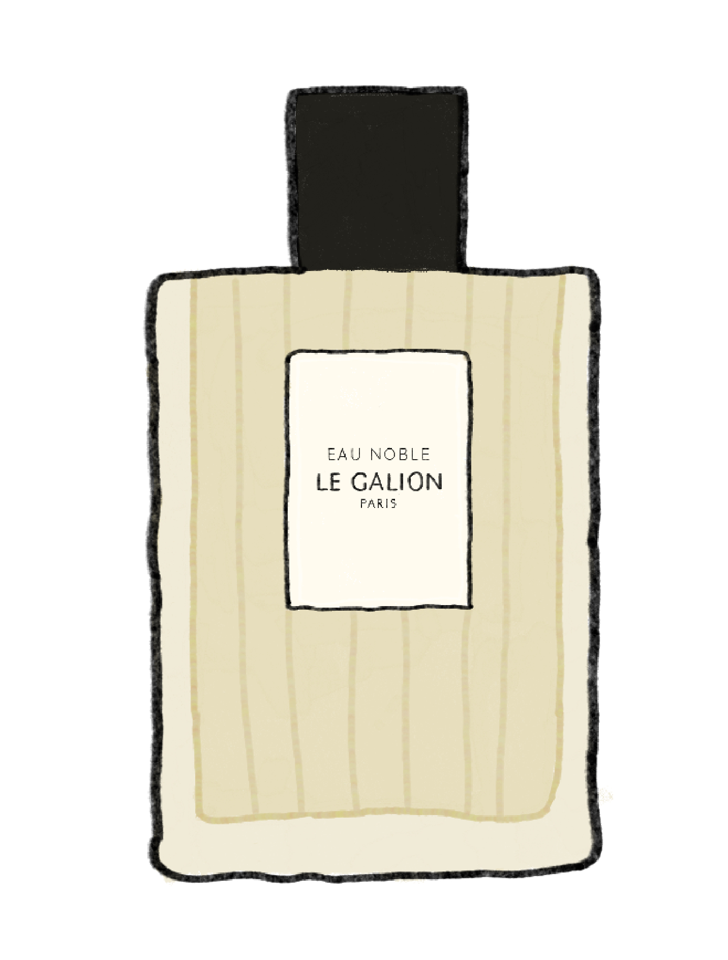 digital illustration of Eau Noble by Le Galion perfume bottle